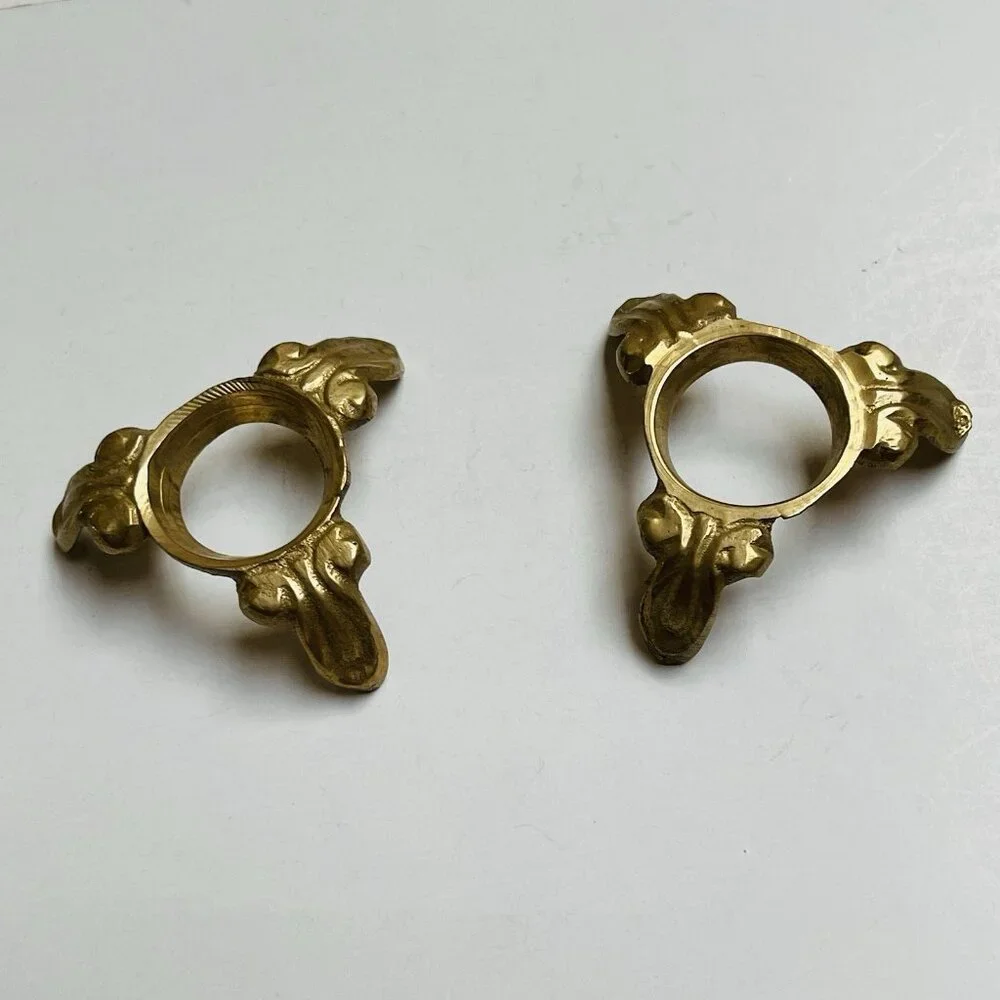 Vintage Gold Tone‎ Metal Egg Stand 3 Legs Display Decor 2 Pieces